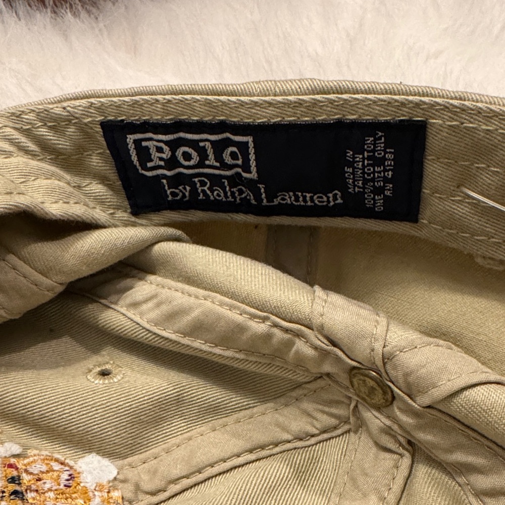 Vintage Polo by Ralph Lauren Tan Cap with Embroidered Crest Size OS pre-owned. - Picture 5 of 9